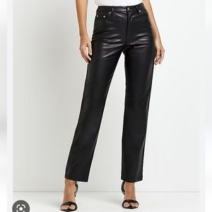 Black faux leather straight trousers - 2 (US)6133272